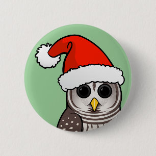 Weihnachtsabgehaltene Eule Sankt Button