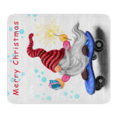 Weihnachtsabschneider Skater Gnome mit Geschenken Schneidebrett (Vorderseite)