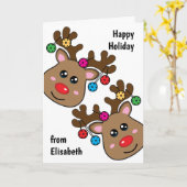 Weihnachtsabstimmung mit Reindeen, Sondertext Karte (Gelbe Blume)