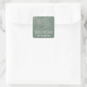 Weihnachtsabstraktes Misteldesign Quadratischer Aufkleber (Tasche)