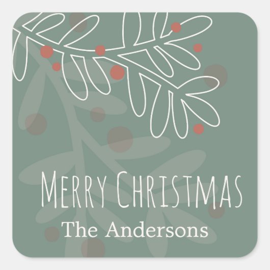 Weihnachtsabstraktes Misteldesign Quadratischer Aufkleber (Vorderseite)