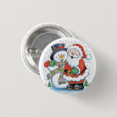WeihnachtsAbzeichen: Sankt- und Schneemannumarmen Button (Vorne & Hinten)