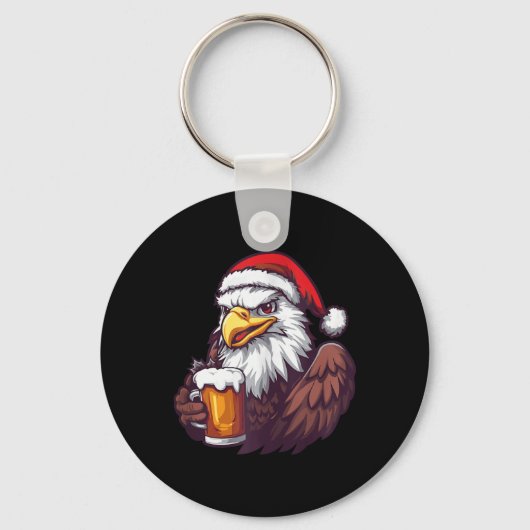 Weihnachtsadler mit Bier-Comic Schlüsselanhänger (Vorderseite)