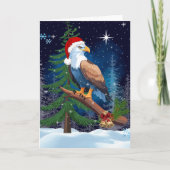 Weihnachtsadler mit Weihnachtsmannmütze Snowy Scen Karte (Vorderseite)