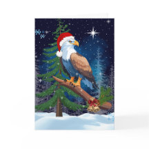 Weihnachtsadler mit Weihnachtsmannmütze Snowy Scen