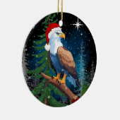 Weihnachtsadler Weihnachtsmannmütze Keramik Ornament (Rechts)