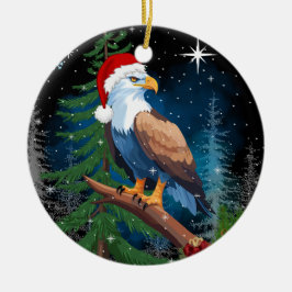 Weihnachtsadler Weihnachtsmannmütze Keramik Ornament
