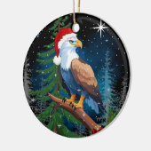 Weihnachtsadler Weihnachtsmannmütze Keramik Ornament (Links)