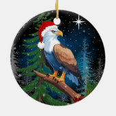 Weihnachtsadler Weihnachtsmannmütze Keramik Ornament (Hinten)