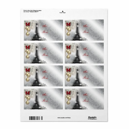 Weihnachtsadresse Label Eiffel Tower Paris Frankre (Vorne)