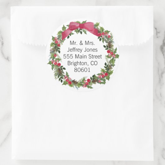 Weihnachtsadresse Runder Aufkleber (Tasche)