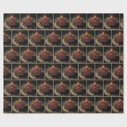 WeihnachtsAdvent Berry Center Geschenkpapier (Flach)