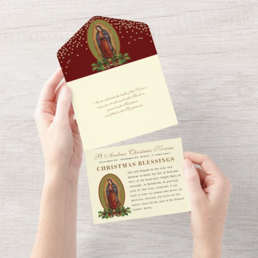 WeihnachtsAdvent Gebet Spanisch Guadalupe Novena All In One Einladung (Abreißen)