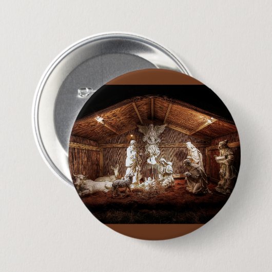 WeihnachtsAdvent Jesus Krippe Szene Button (Vorne & Hinten)