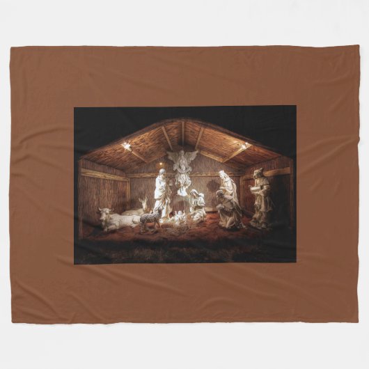 WeihnachtsAdvent Jesus Krippe Szene Fleecedecke (Vorderseite (Horizontal))