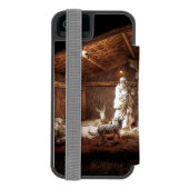 WeihnachtsAdvent Jesus Krippe Szene Incipio iPhone Geldbeutel-Hülle (Folio Rückseite)