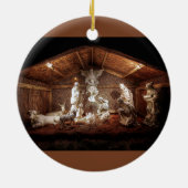 WeihnachtsAdvent Jesus Krippe Szene Keramik Ornament (Hinten)