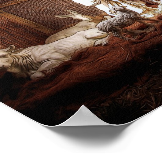 WeihnachtsAdvent Jesus Krippe Szene Poster (Ecke)