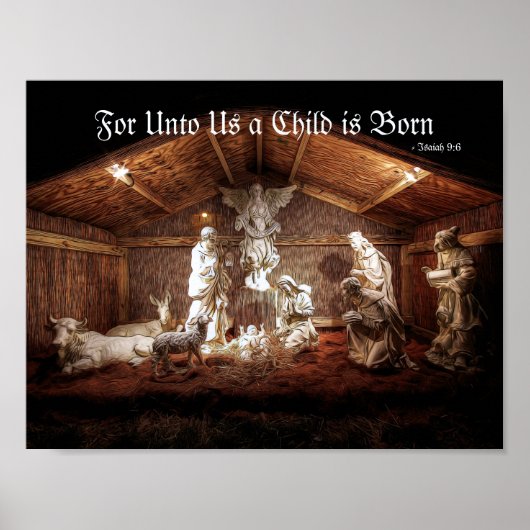 WeihnachtsAdvent Jesus Krippe Szene Poster (Vorne)