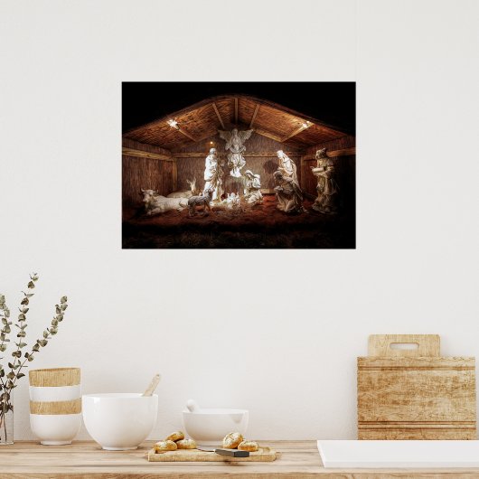WeihnachtsAdvent Jesus Krippe Szene Poster (Küche)