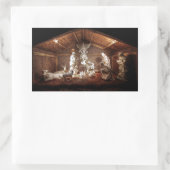 WeihnachtsAdvent Jesus Krippe Szene Rechteckiger Aufkleber (Tasche)