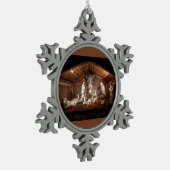 WeihnachtsAdvent Jesus Krippe Szene Schneeflocken Zinn-Ornament (Links)