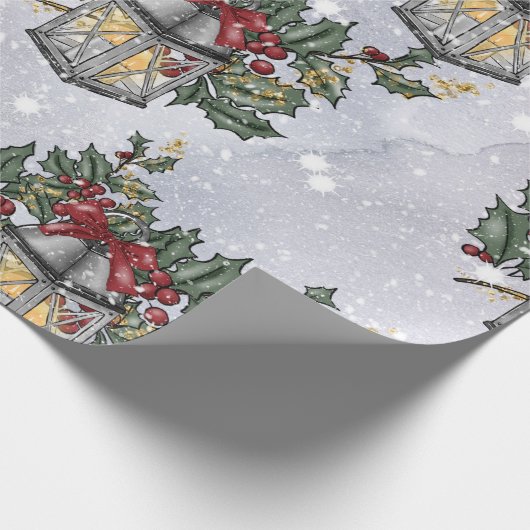 WeihnachtsAdvent Lantern Muster Geschenkpapier (Ecke)