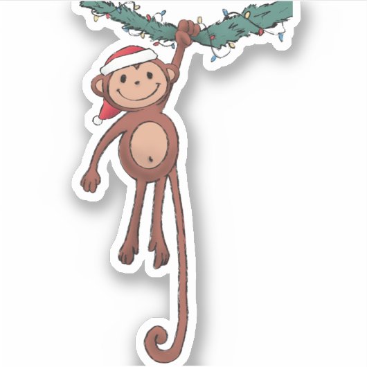 Weihnachtsaffe Aufkleber (Vorderseite)