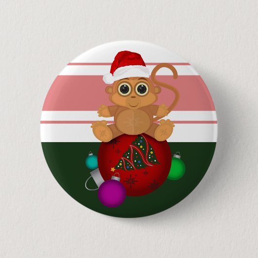 Weihnachtsaffe Button (Vorderseite)