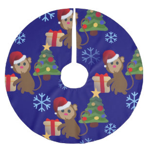 Weihnachtsaffe Emoji Weihnachtsbaumrock Polyester Weihnachtsbaumdecke