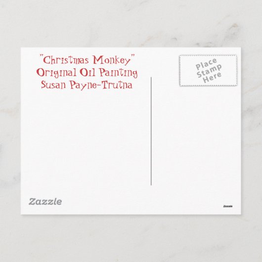 "Weihnachtsaffe" Feiertagspostkarte (Rückseite)