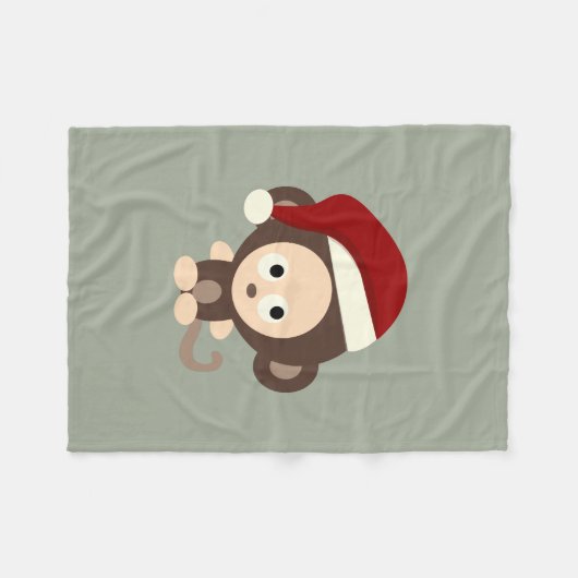 Weihnachtsaffe Fleecedecke (Vorderseite (Horizontal))