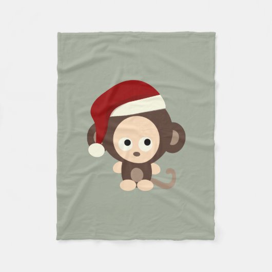 Weihnachtsaffe Fleecedecke (Vorderseite)