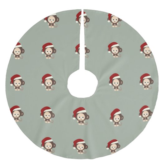 Weihnachtsaffe Polyester Weihnachtsbaumdecke (Vorderseite)