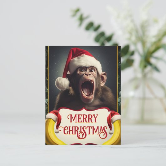 Weihnachtsaffe Postkarte (Stehend Vorderseite)