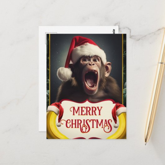 Weihnachtsaffe Postkarte (Vorderseite/Rückseite Beispiel)