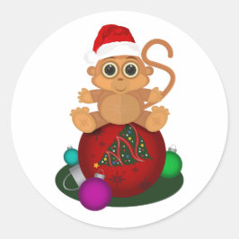Weihnachtsaffe Runder Aufkleber