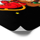 Weihnachtsaffe Santa reitend lustiger Affe Pyjama  Poster (Ecke)