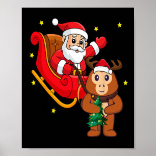 Weihnachtsaffe Santa reitend lustiger Affe Pyjama  Poster