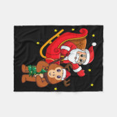 Weihnachtsaffe Santa Reitender Lustiger Affe Pyjam Fleecedecke (Vorderseite (Horizontal))