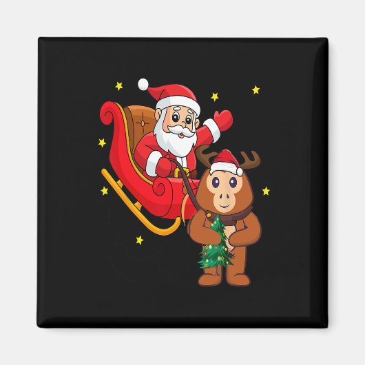 Weihnachtsaffe Santa Reitender Lustiger Affe Pyjam Magnet (Vorne)