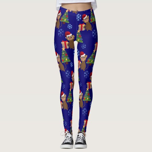Weihnachtsaffen Emoji-Leggings Leggings (Vorderseite)