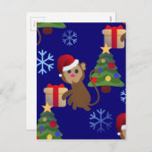 Weihnachtsaffen Feiertagspostkarte (Vorne/Hinten)