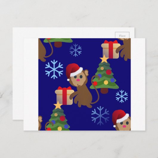 Weihnachtsaffen Feiertagspostkarte (Vorne/Hinten)