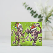 Weihnachtsaffen Feiertagspostkarte (Stehend Vorderseite)
