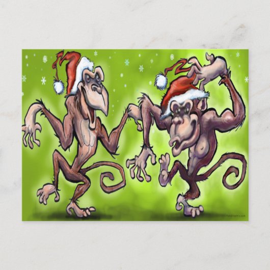 Weihnachtsaffen Feiertagspostkarte (Vorderseite)