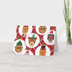 Weihnachtsaffen für Hipster Feiertagskarte