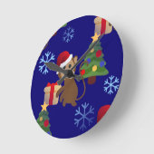 Weihnachtsaffen Runde Wanduhr (Winkel)