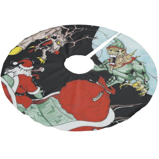 Weihnachtsalbtraum Custom Tree Skirt Polyester Weihnachtsbaumdecke (Schrägansicht)