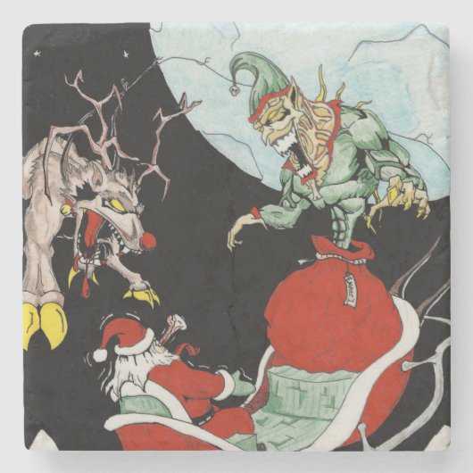 Weihnachtsalbtraum Marble Stone Untersetzer (Vorderseite)